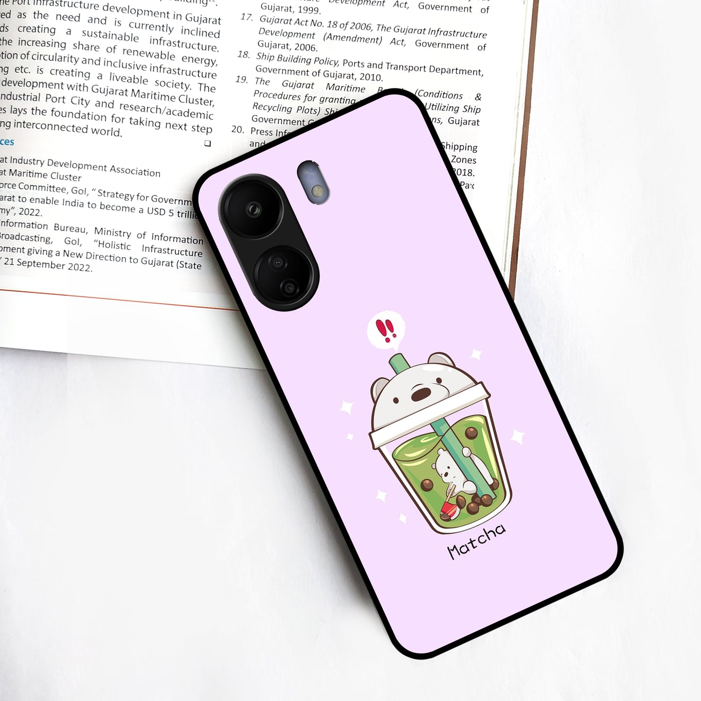 Cartoon Matcha Tea We Bare Bears Glossy Metal Case Cover For Redmi