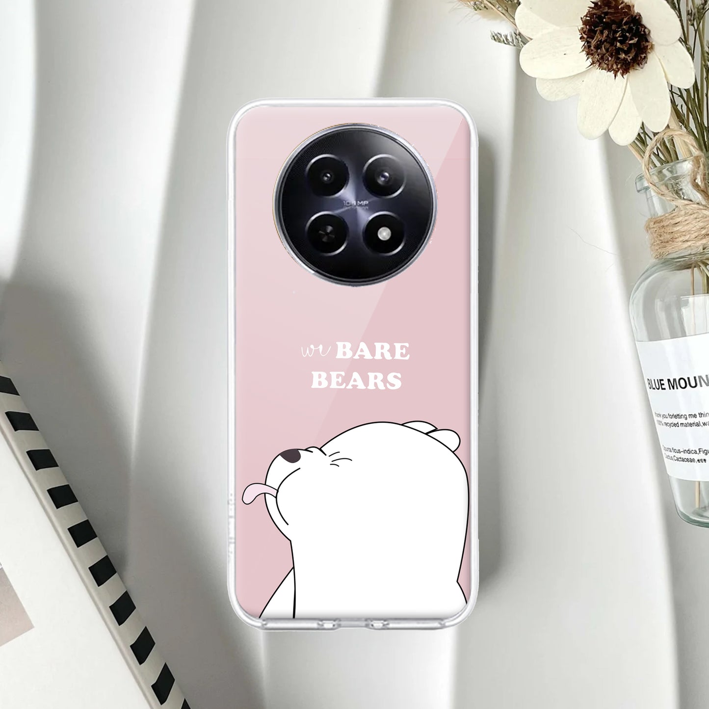 We Bare Bears Transparent Silicon Case Pink For Realme/Narzo