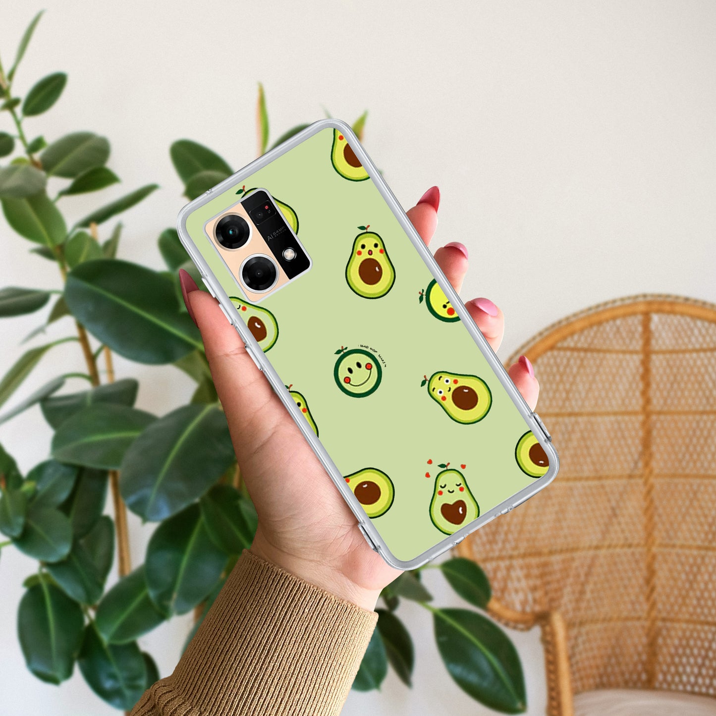 Cute Avocado Customize Transparent Silicon Case For Oppo