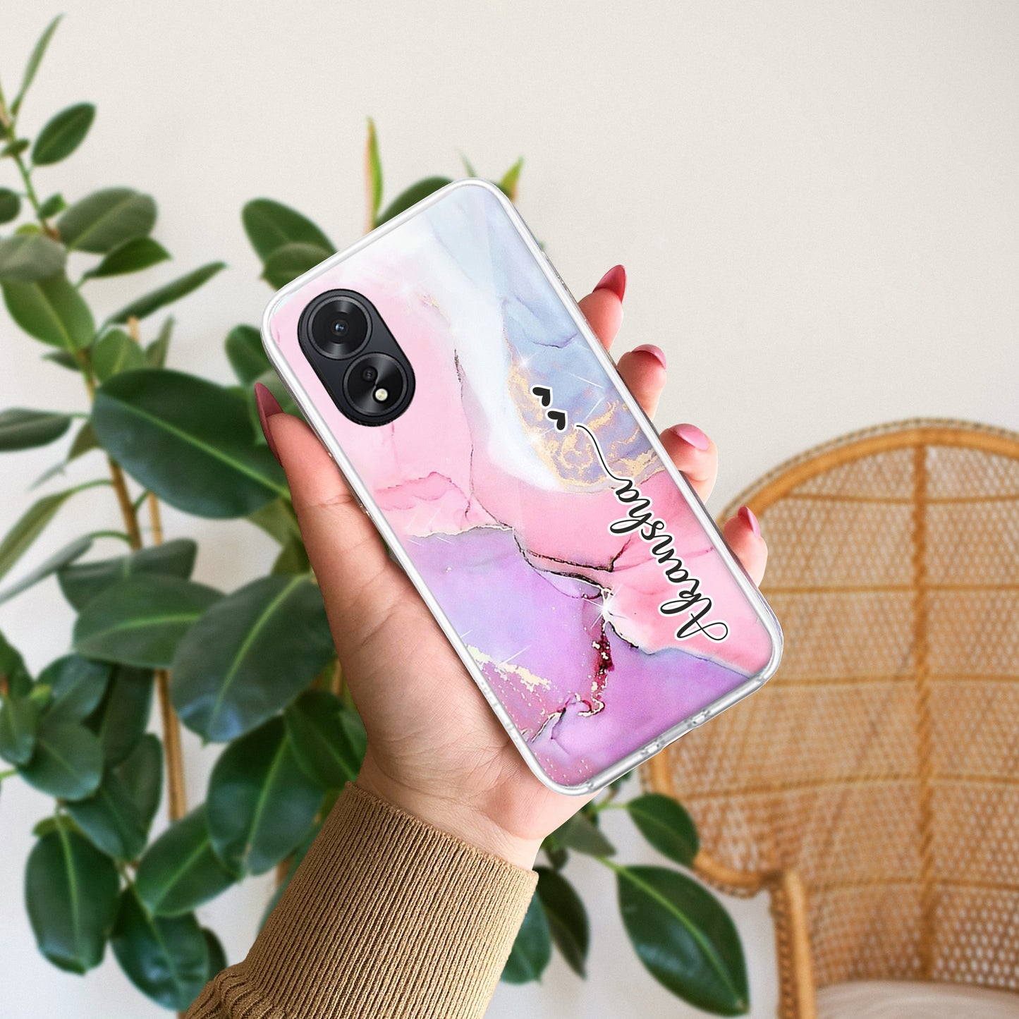 Pink Gradient Marble Customize Transparent Silicon Case For Oppo