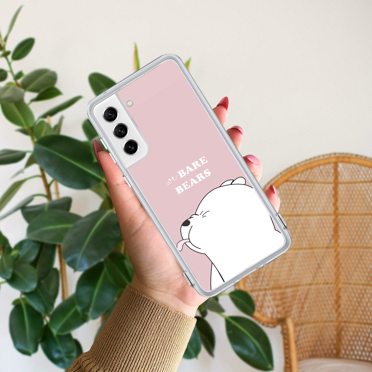 We Bare Bears Transparent Silicon Case Pink For Samsung