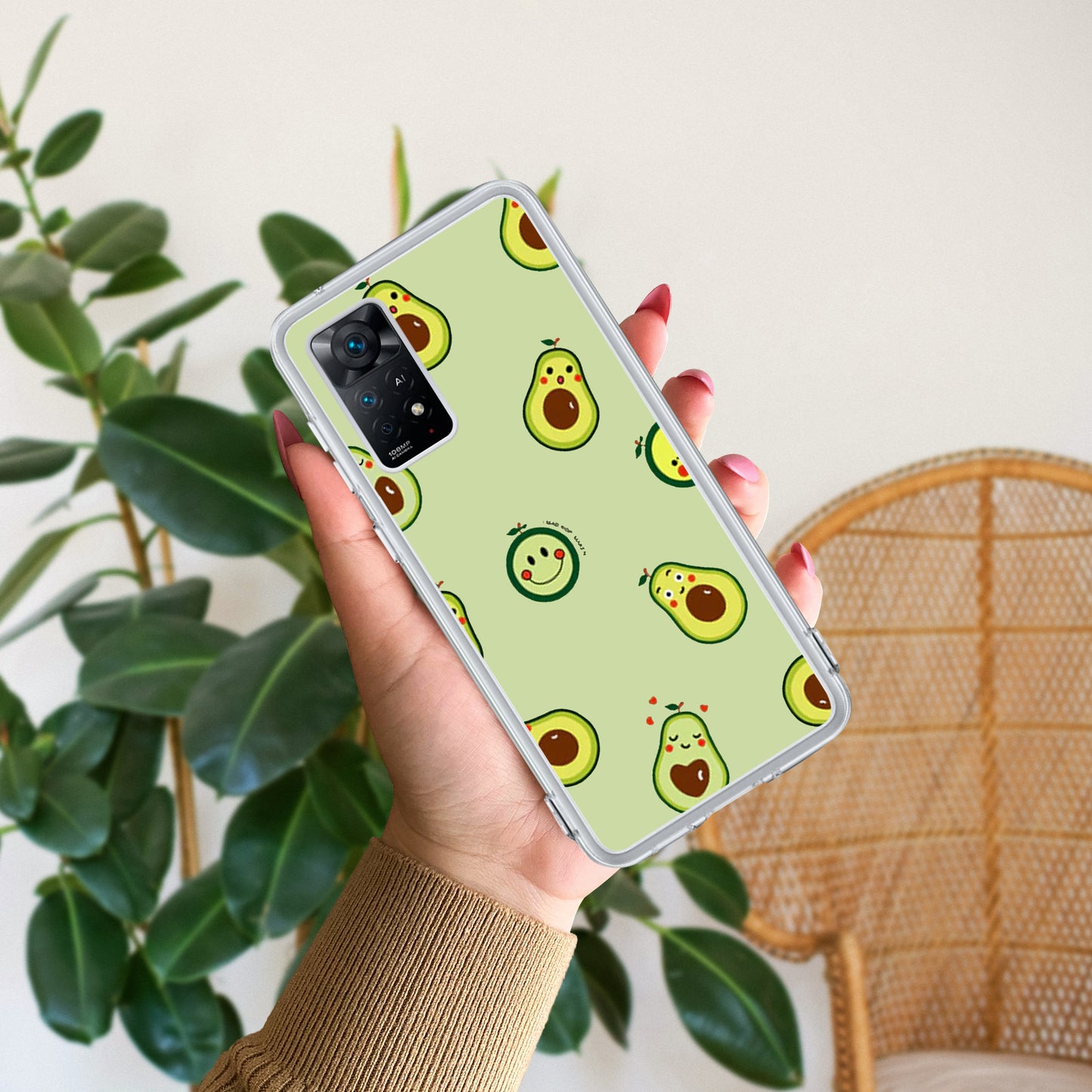 Cute Avocado Customize Transparent Silicon Case For Poco