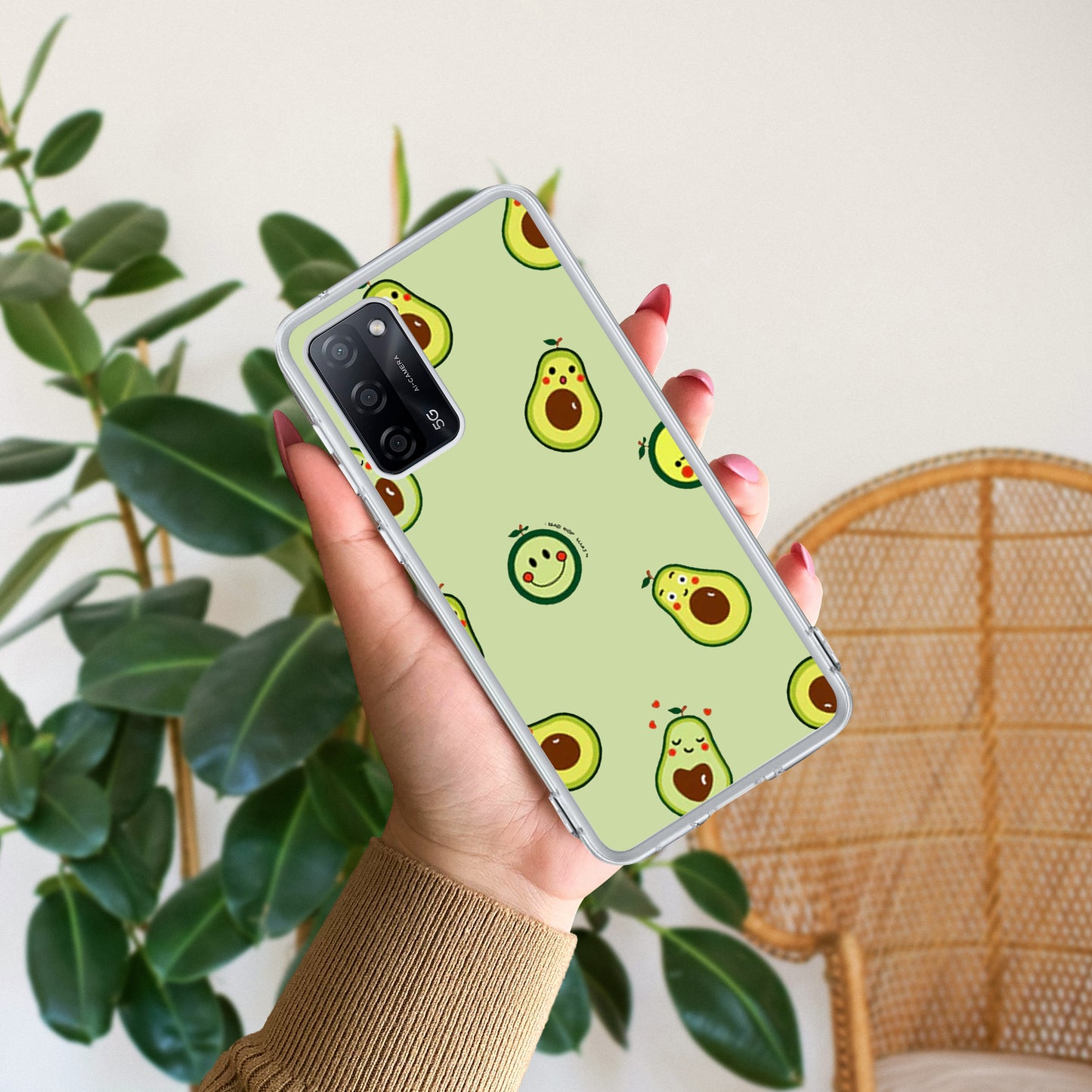 Cute Avocado Customize Transparent Silicon Case For Oppo