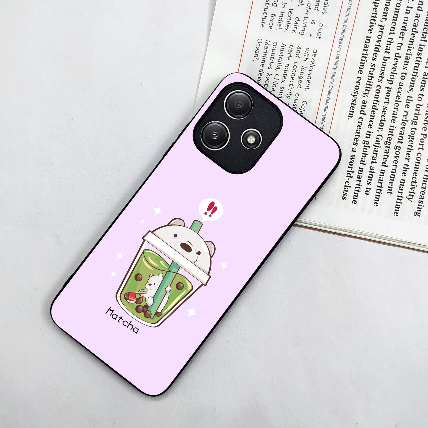 Cartoon Matcha Tea We Bare Bears Glossy Metal Case Cover For Redmi