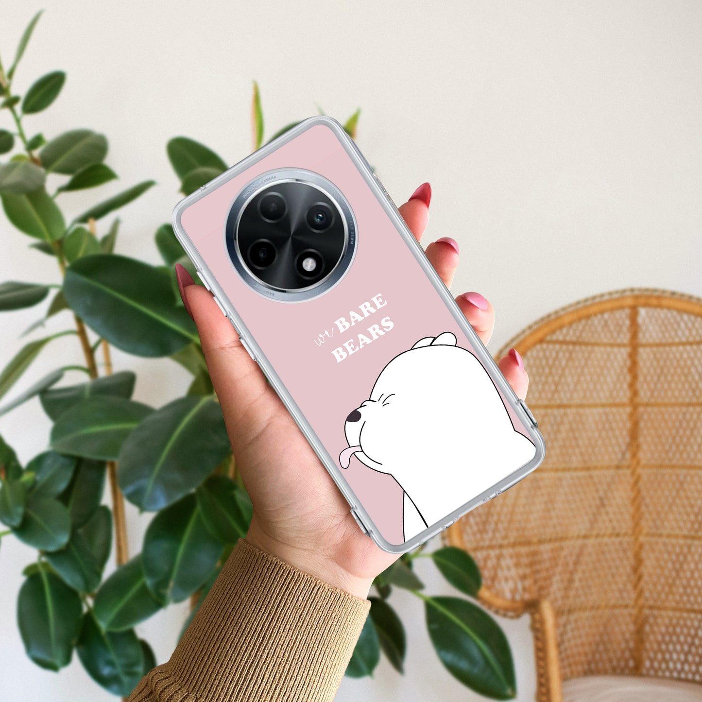 We Bare Bears Transparent Silicon Case Pink For Oppo