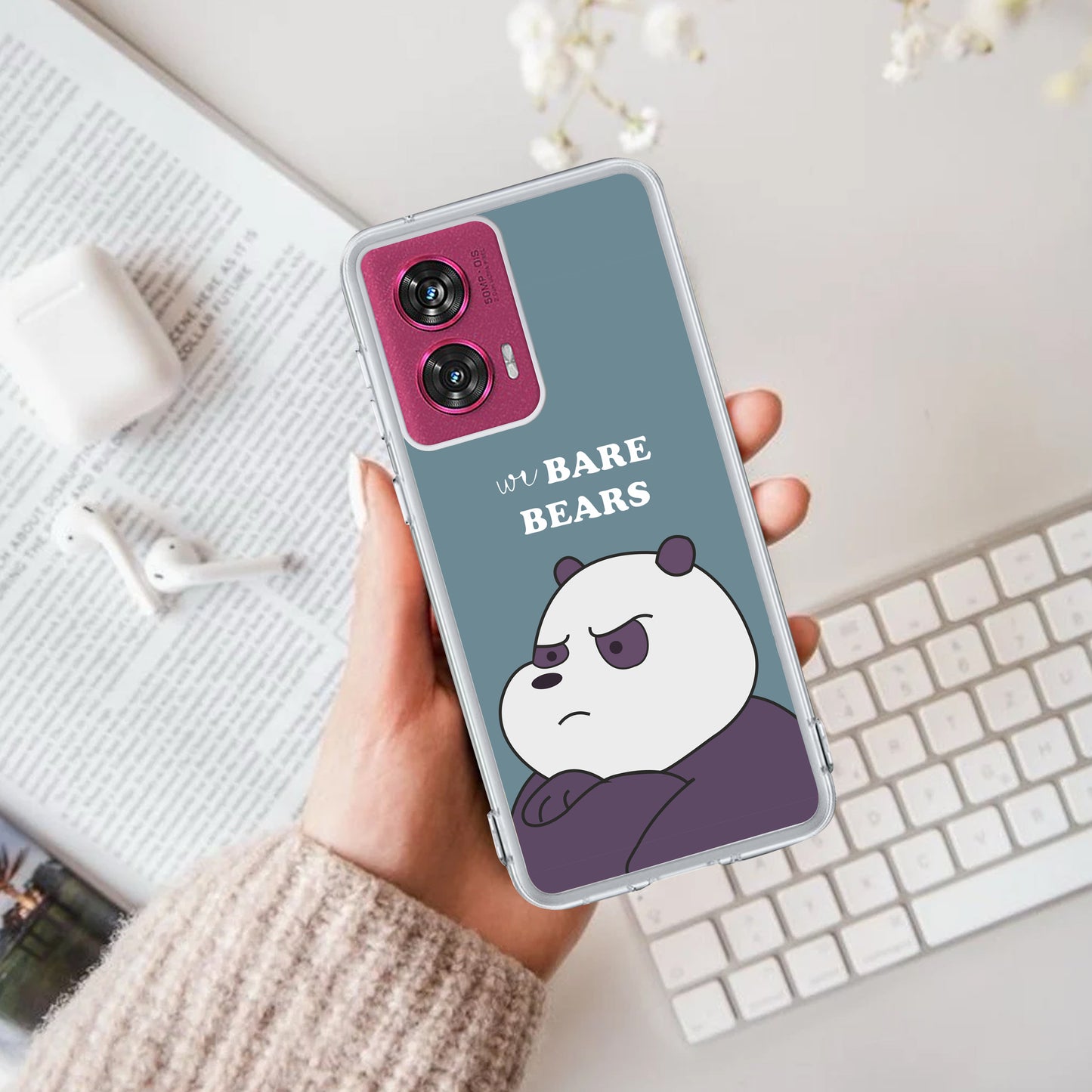 We Bare Bears Transparent Silicon Case Blue For Motorola