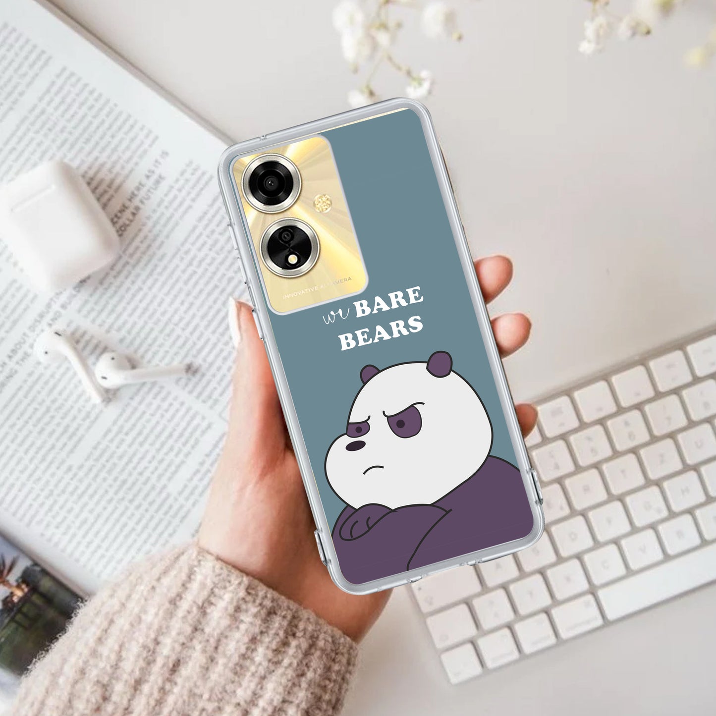 We Bare Bears Transparent Silicon Case Blue For Oppo