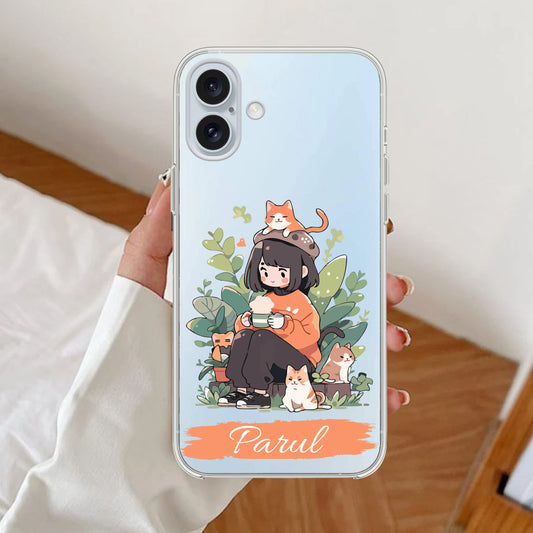 Cat Lover Customize Transparent Silicon Case For iPhone