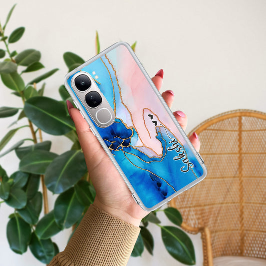 Blue Gradient Marble Customize Transparent Silicon Case For Vivo