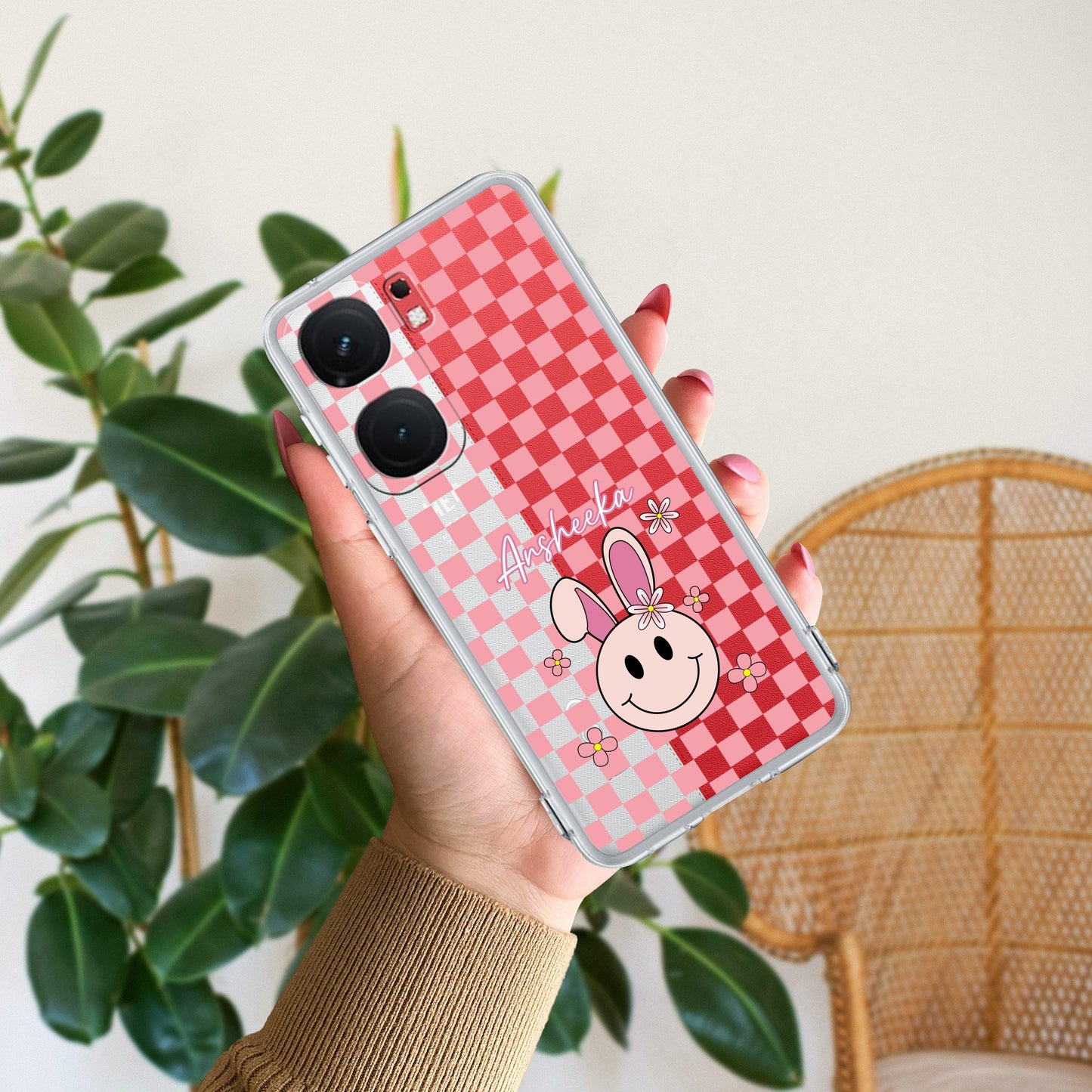 Cute Bunny Customize Transparent Silicon Case For iQOO