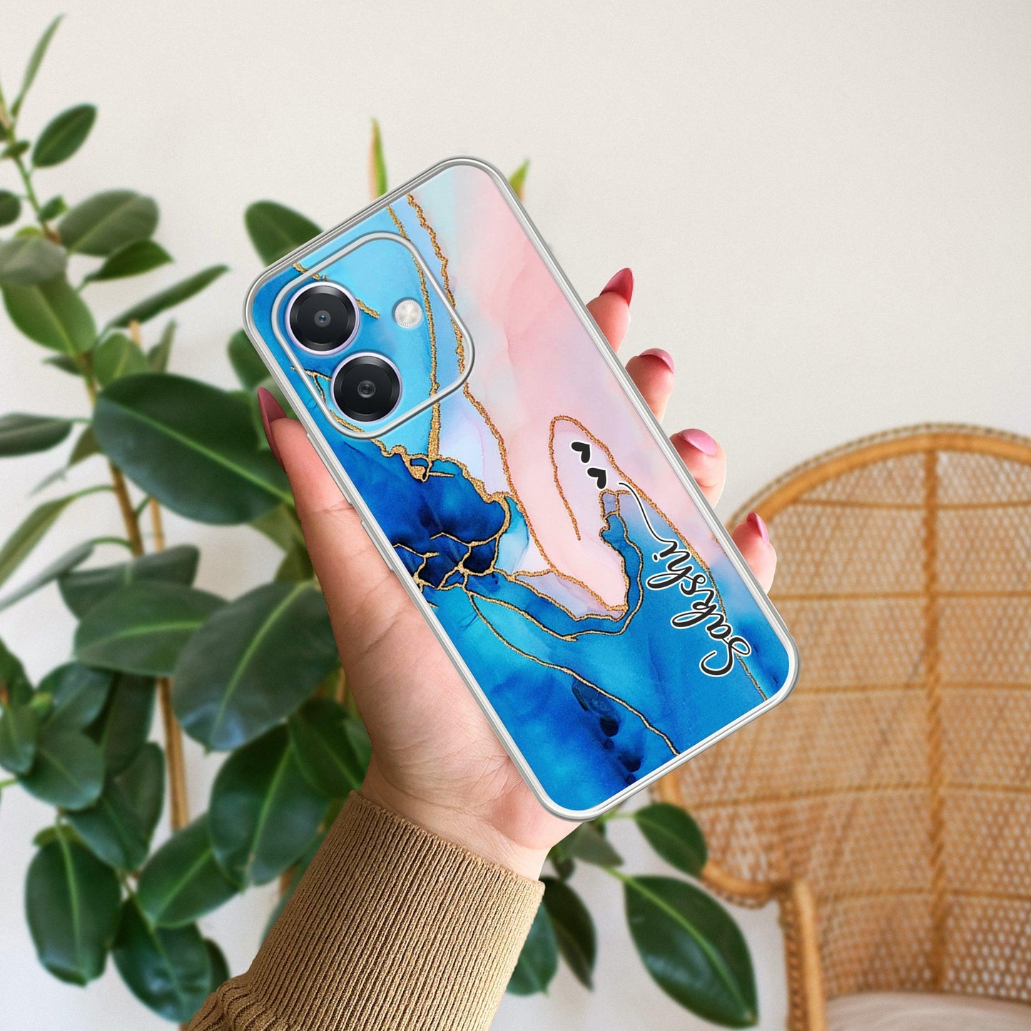 Blue Gradient Marble Customize Transparent Silicon Case For Oppo