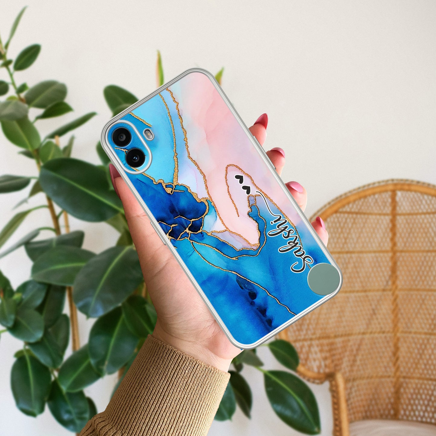 Blue Gradient Marble Customize Transparent Silicon Case For Nothing