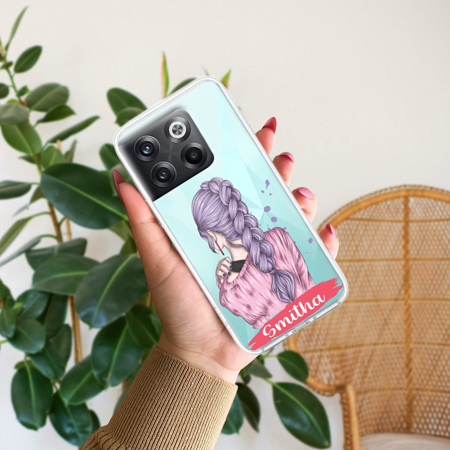 Braid Girl Customize Transparent Silicon Case For OnePlus