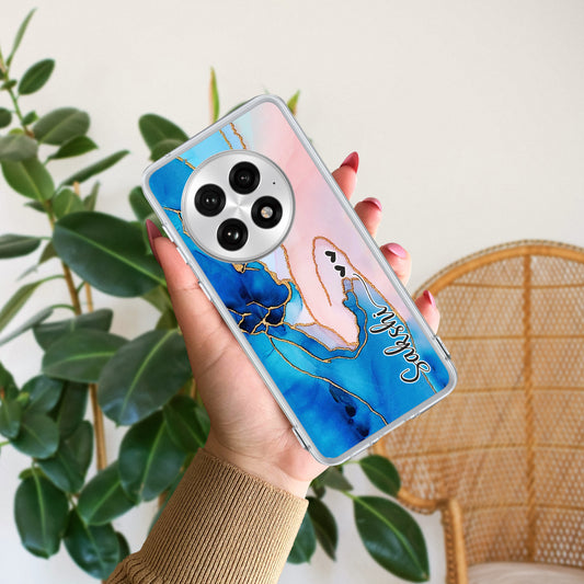 Blue Gradient Marble Customize Transparent Silicon Case For OnePlus - ShopOnCliQ