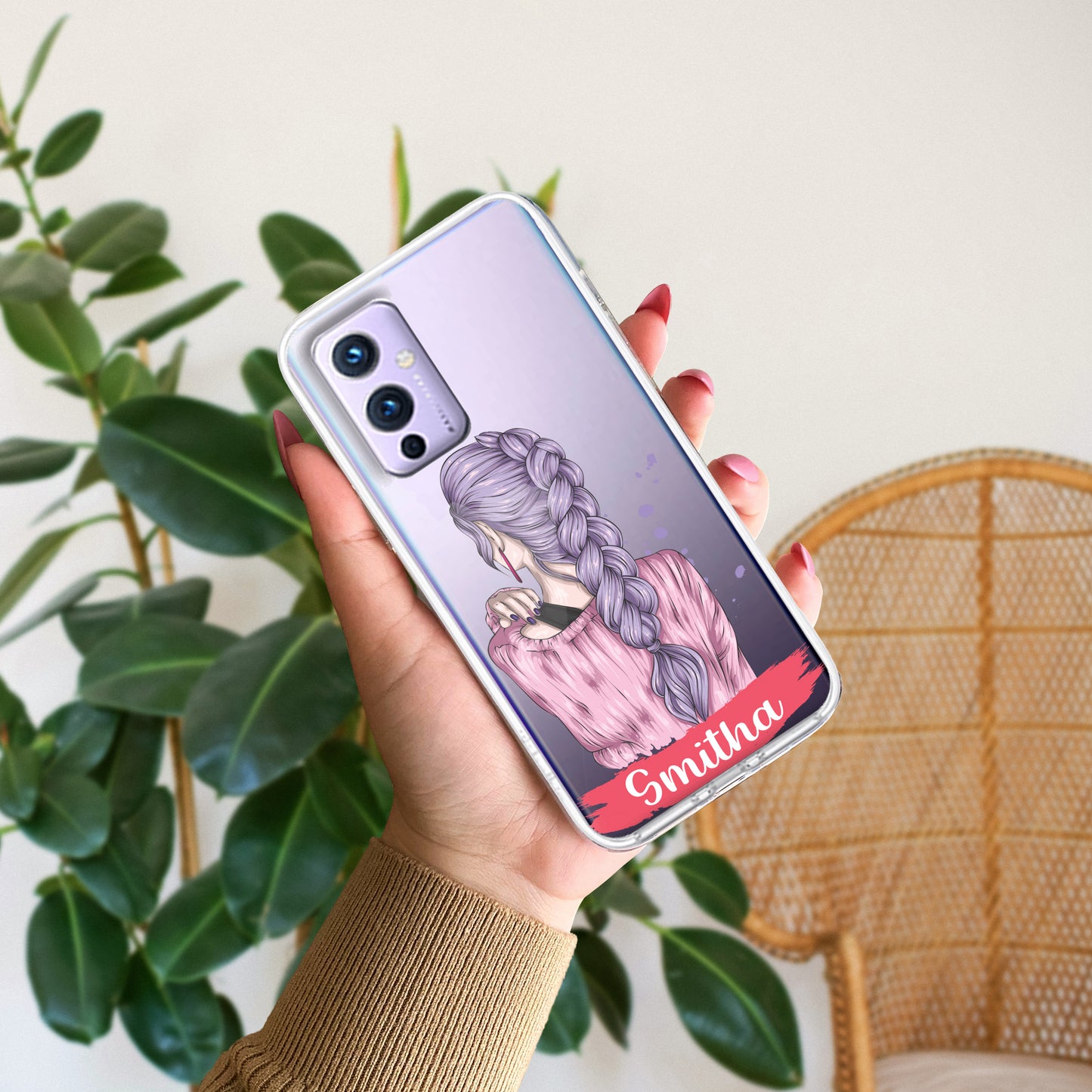 Braid Girl Customize Transparent Silicon Case For OnePlus