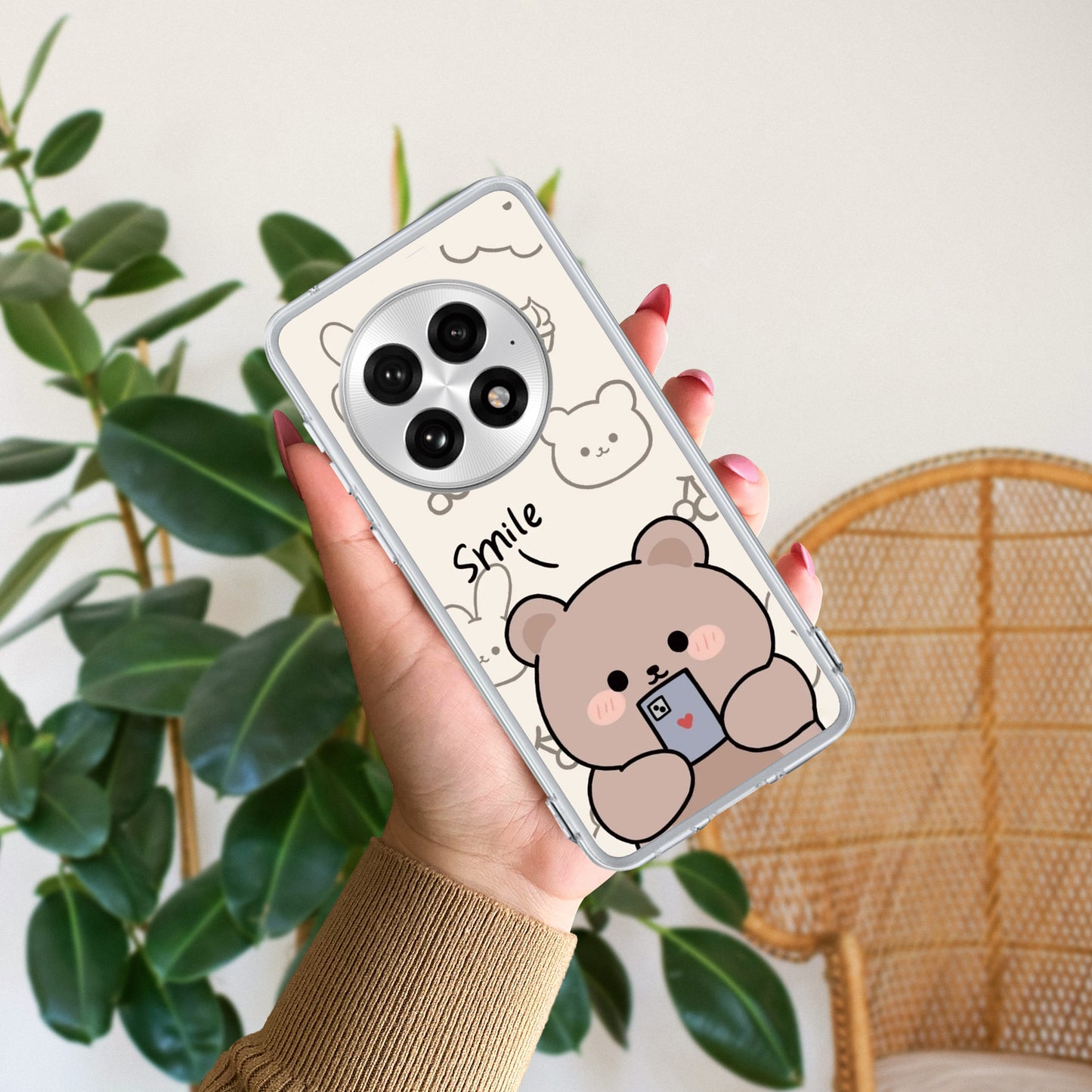 Cute Bear Transparent Silicon Case For OnePlus