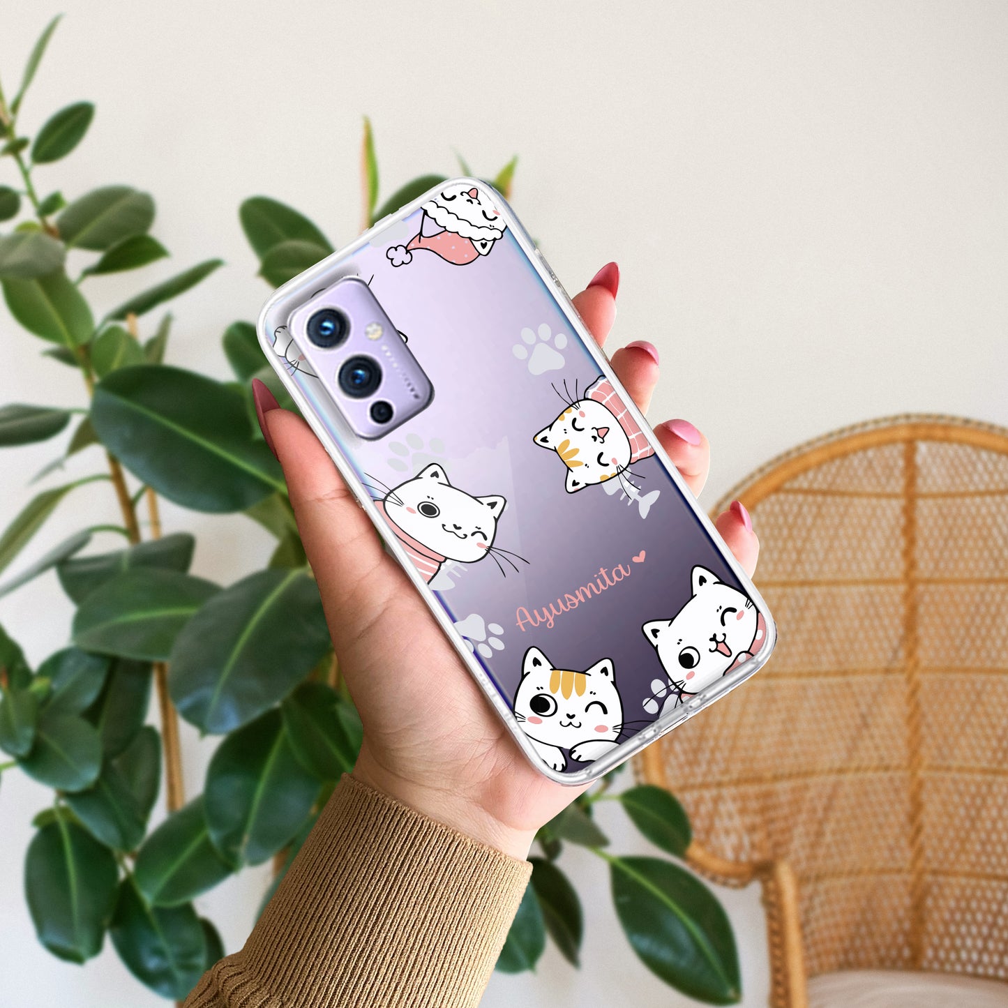 Cute Cat Customize Transparent Silicon Case For OnePlus