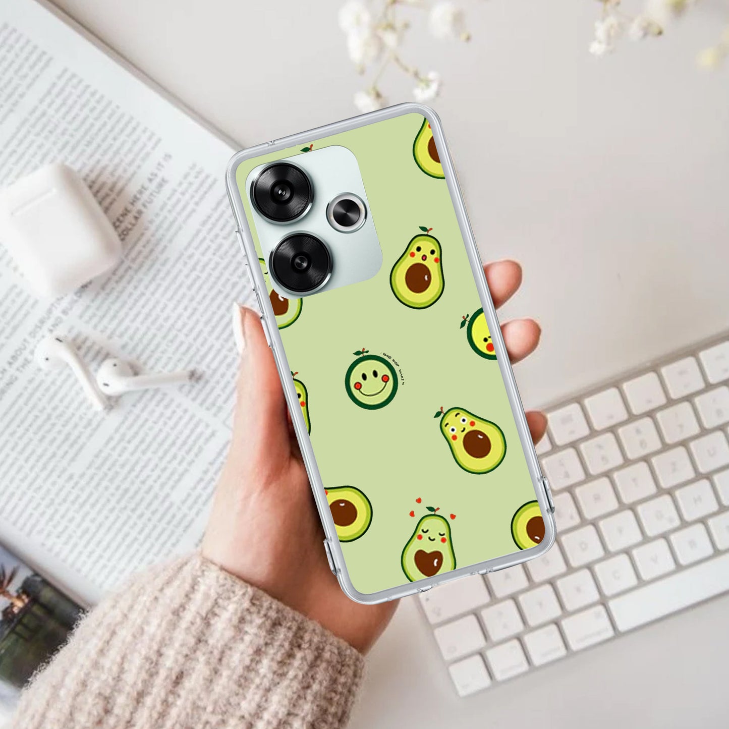 Cute Avocado Customize Transparent Silicon Case For Poco