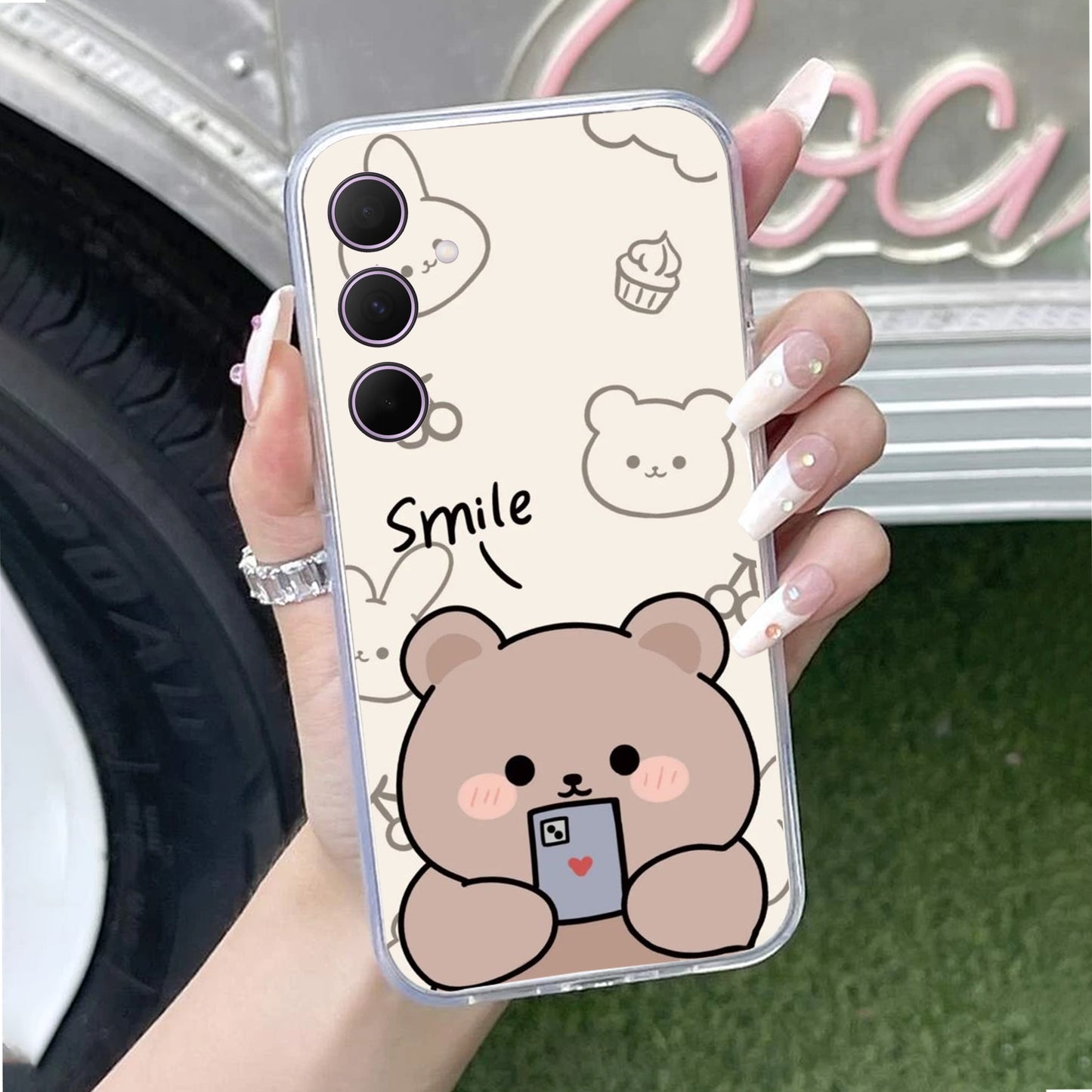 Cute Bear Transparent Silicon Case For Samsung