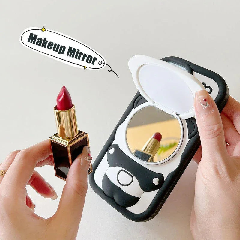 3D Cartoon Cute Panda Silicon Shockproof 360° Protection Case with Mirror Stand - ShopOnCliQ