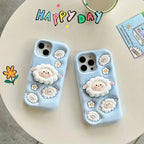 3D Cartoon Sheep Flock Case Funda Cotton Candy Cloud Pop Back Case with Holder - ShopOnCliQ