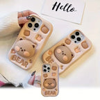 Teddy Bear 3D Cartoon Cute Cotton Bear Love Graphic Animal Back Case with Holder - ShopOnCliQ