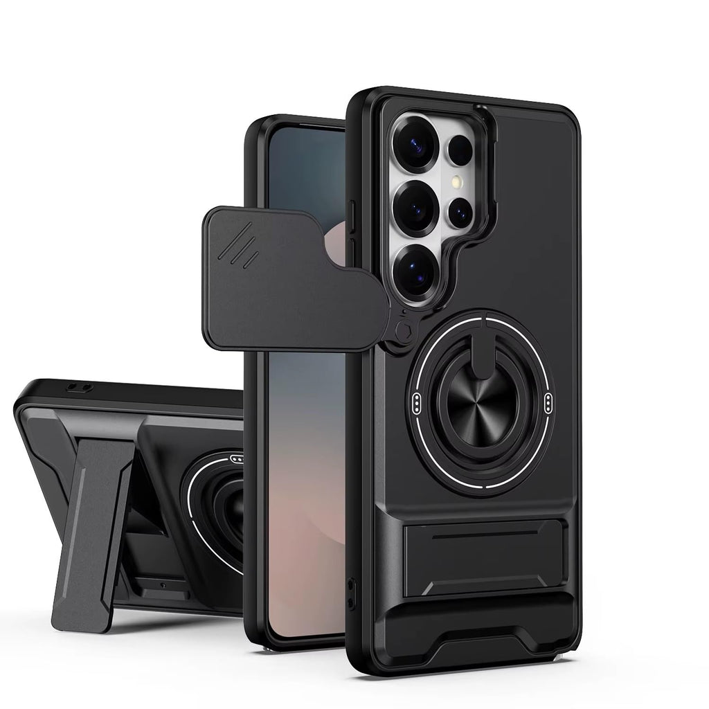 Slide Camera Lens Protection Amor Shockproof Magnetic Phone Case for Samsung Galaxy S26 Ultra 5G (Black)