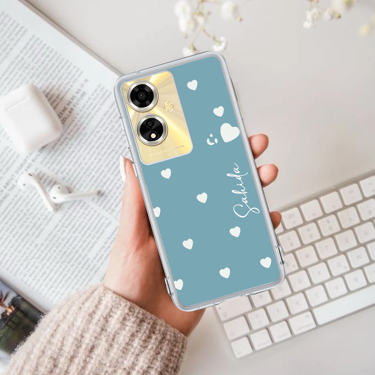 Be Loved Customize Transparent Silicon Case Sky Blue For Oppo