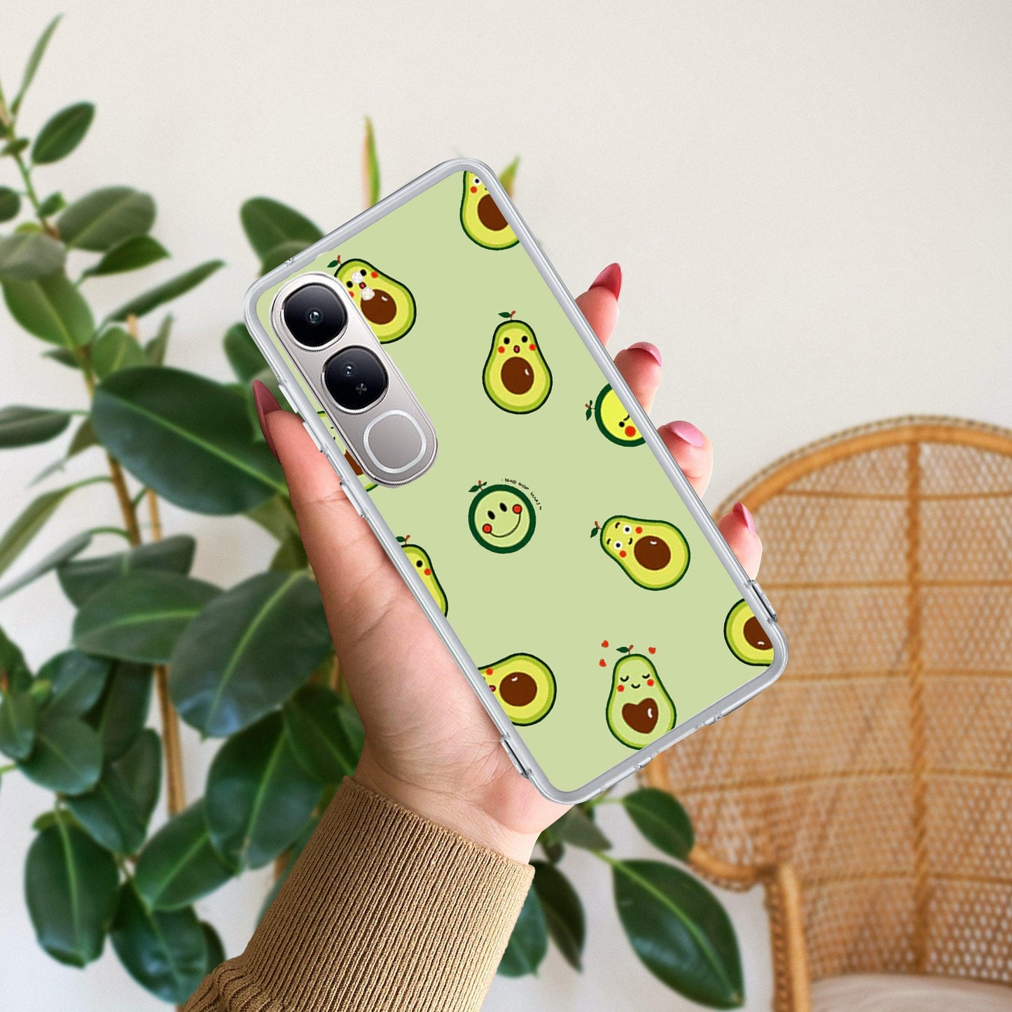 Cute Avocado Transparent Silicon Case For Vivo