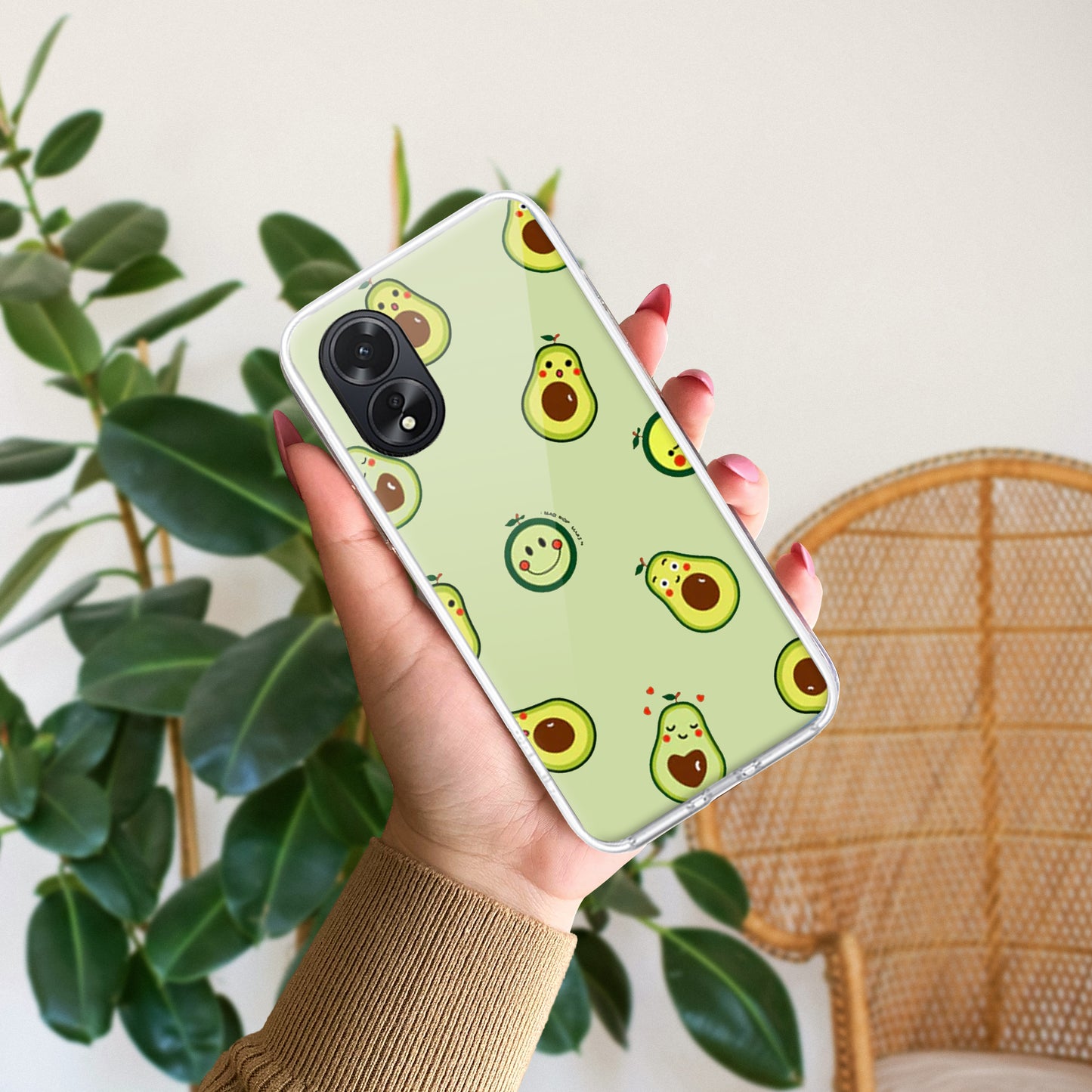 Cute Avocado Customize Transparent Silicon Case For Oppo