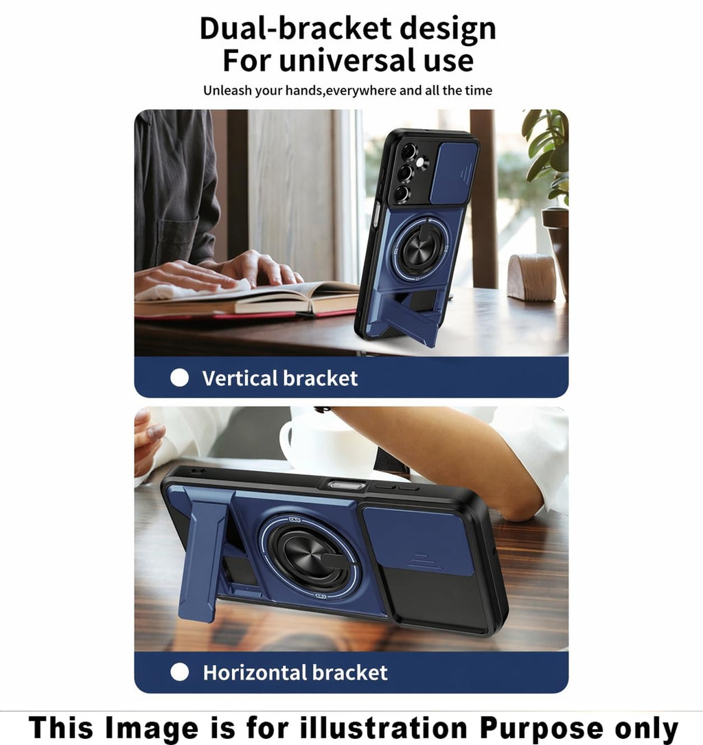 Hupshy Back Cover for Samsung Galaxy S26 Ultra 5G | Armor Camera Slider 360 Degree Rotating Finger Ring Holder Case with Bracket Stand Back Case Cover | (Blue) : Amazon.in: Electronics
