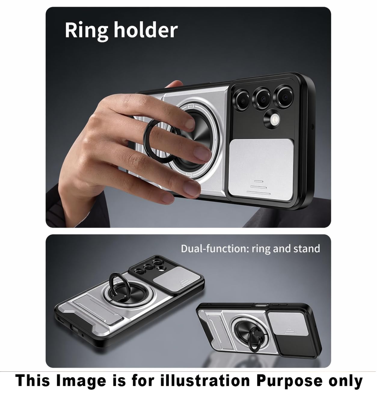 Slide Camera Lens Protection Amor Shockproof Magnetic Phone Case for Samsung Galaxy S26 Ultra 5G (Silver)