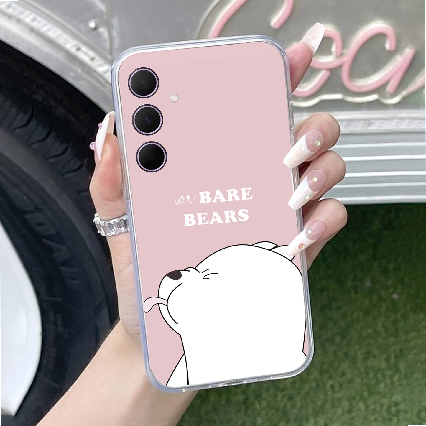 We Bare Bears Transparent Silicon Case Pink For Samsung