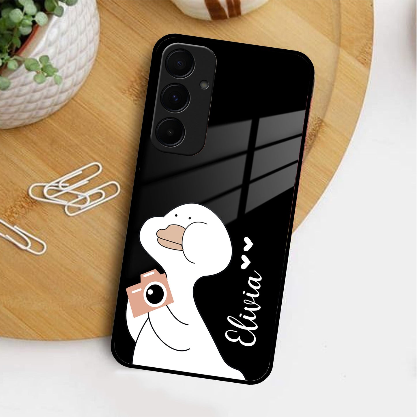 White Duck Glass Case Cover For Samsung