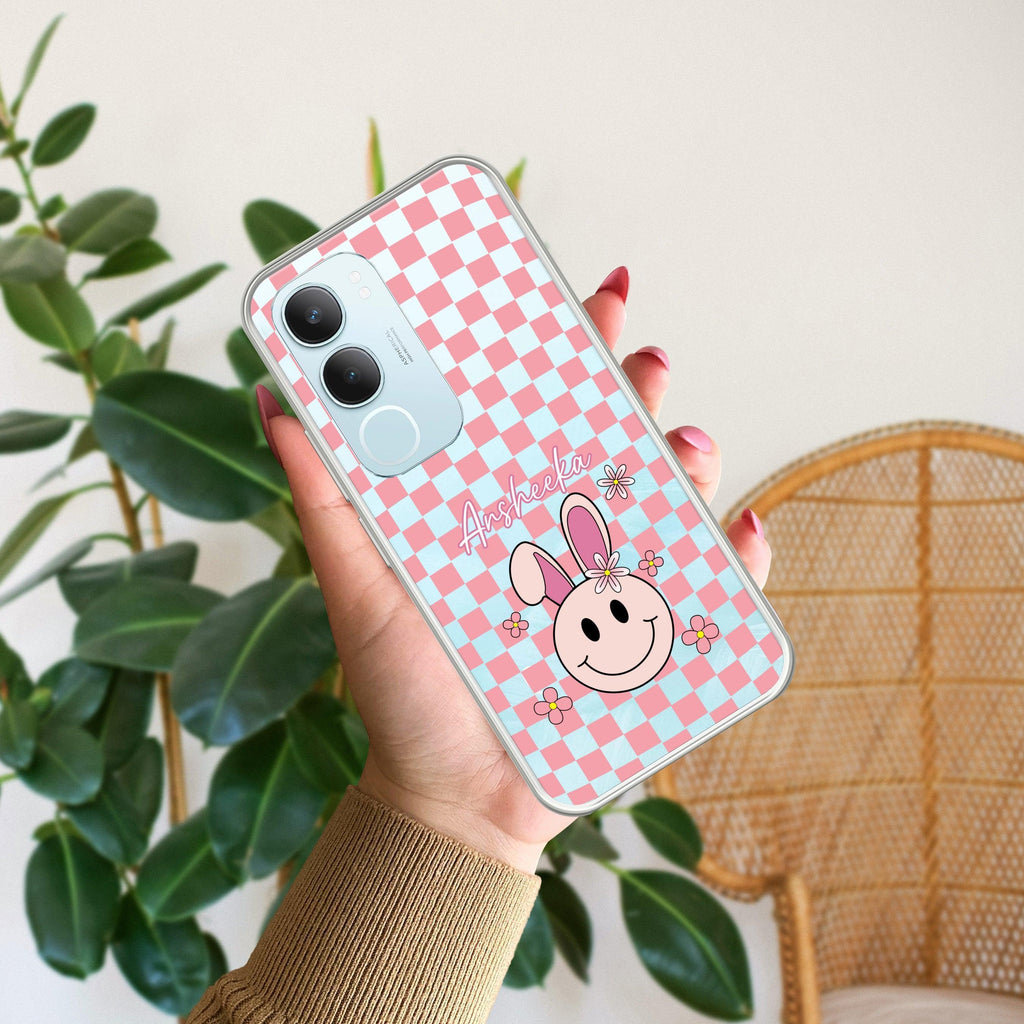 Cute Bunny Customize Transparent Silicon Case For Vivo Y29 5G