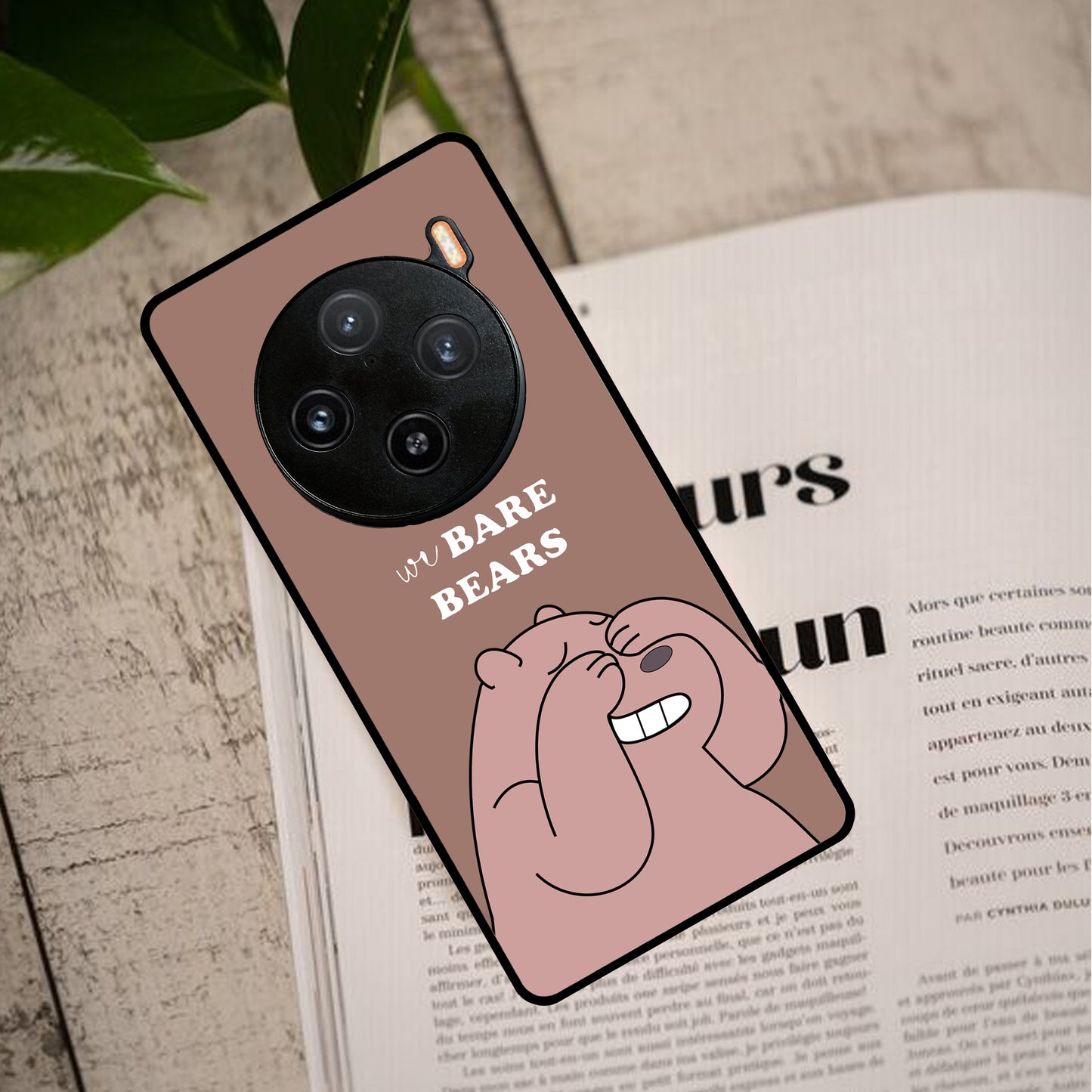 We Bare Bears Brown Glossy Metal Case Cover For Vivo