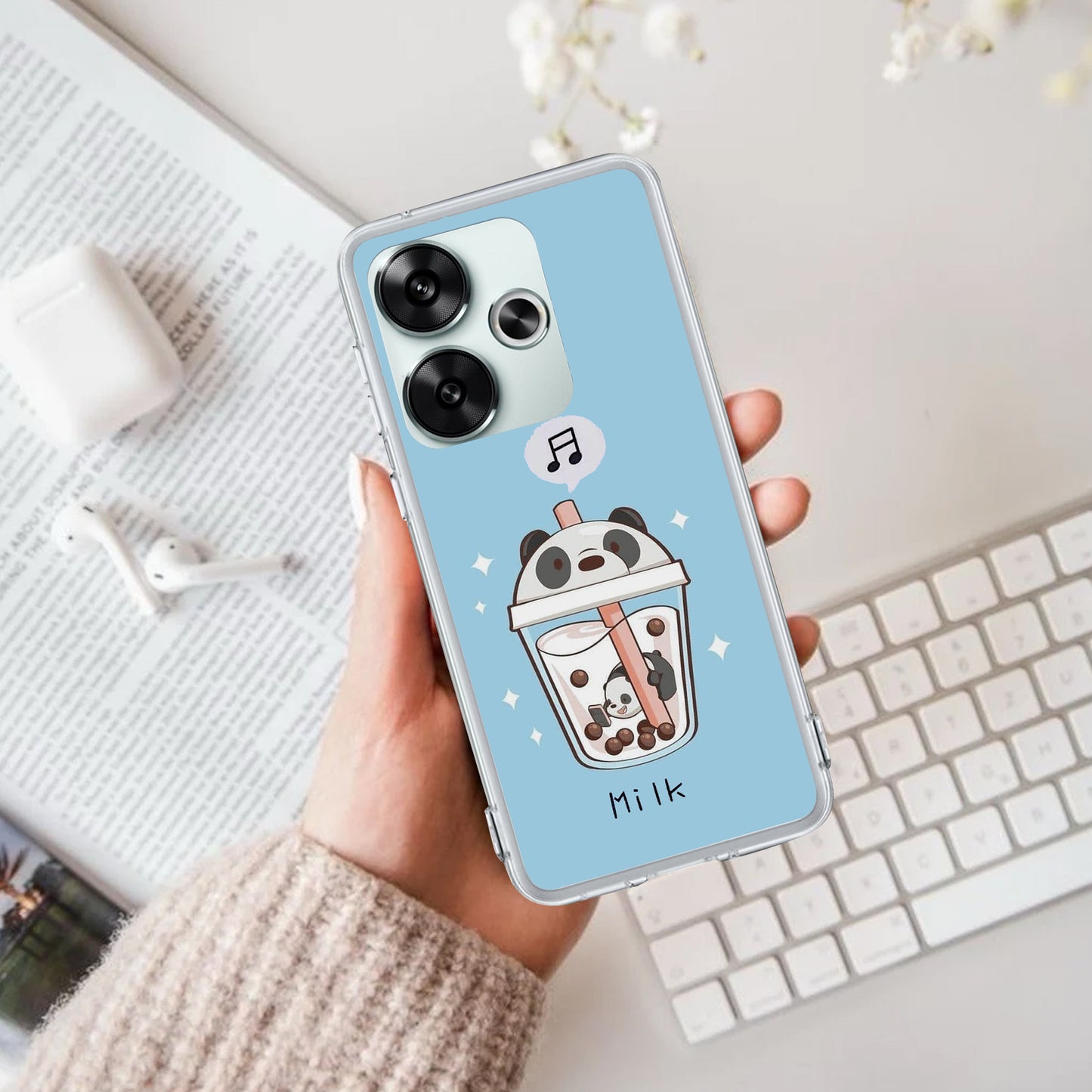 Cartoon Milk Tea We Bare Bears Silicon Case For Poco