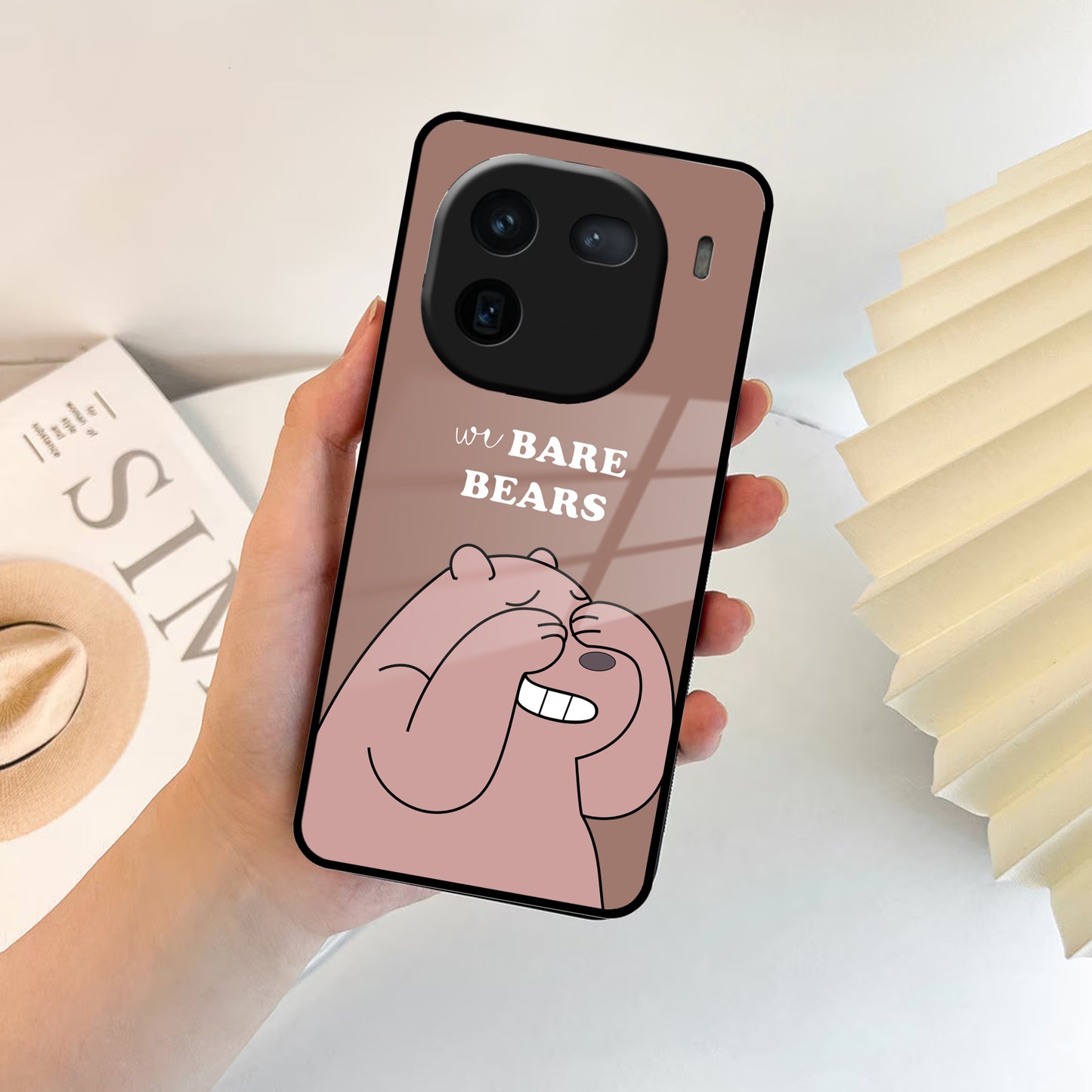 We Bare Bears Brown Glossy Metal Case Cover For Vivo