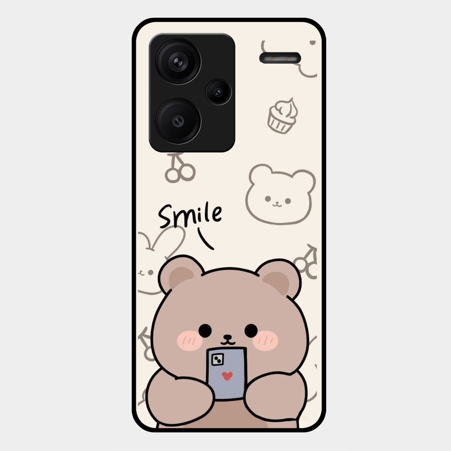 Cute Bear Glossy Metal Case Cover For Redmi