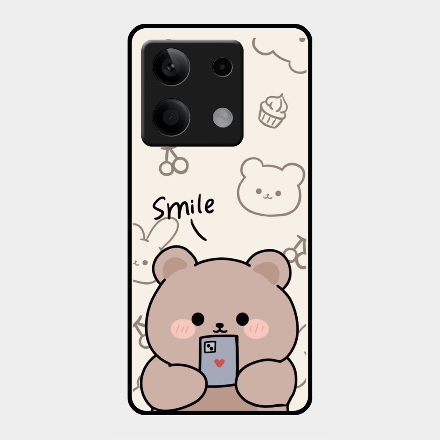 Cute Bear Glossy Metal Case Cover For Redmi