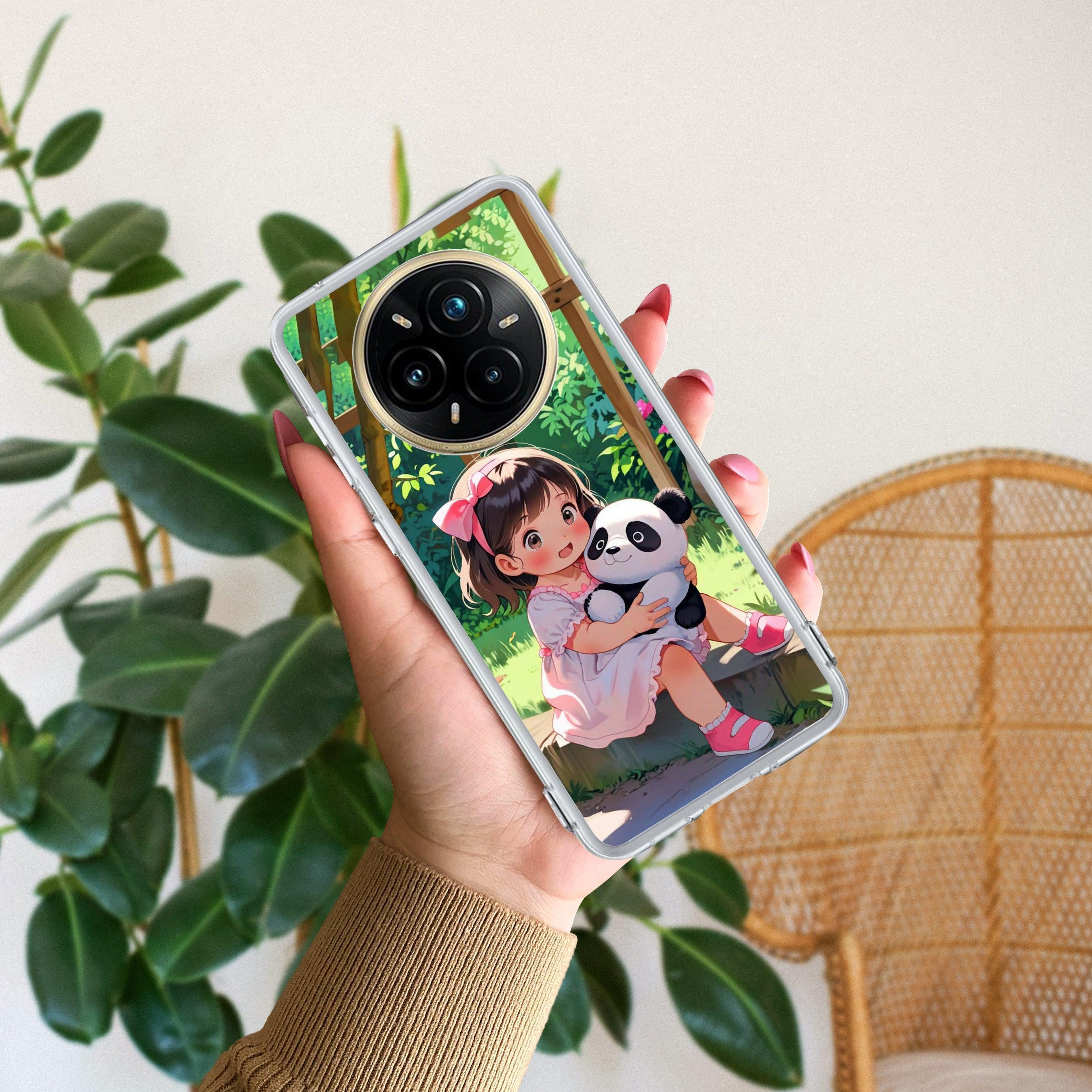 Blush & Panda  Transparent Silicon Case For Realme 12 Pro Plus 5G