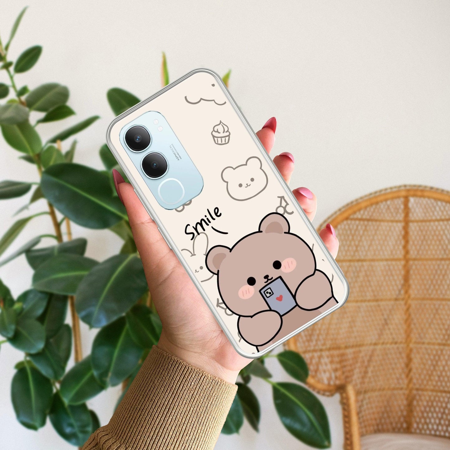 Cute Bear Transparent Silicon Case For Vivo