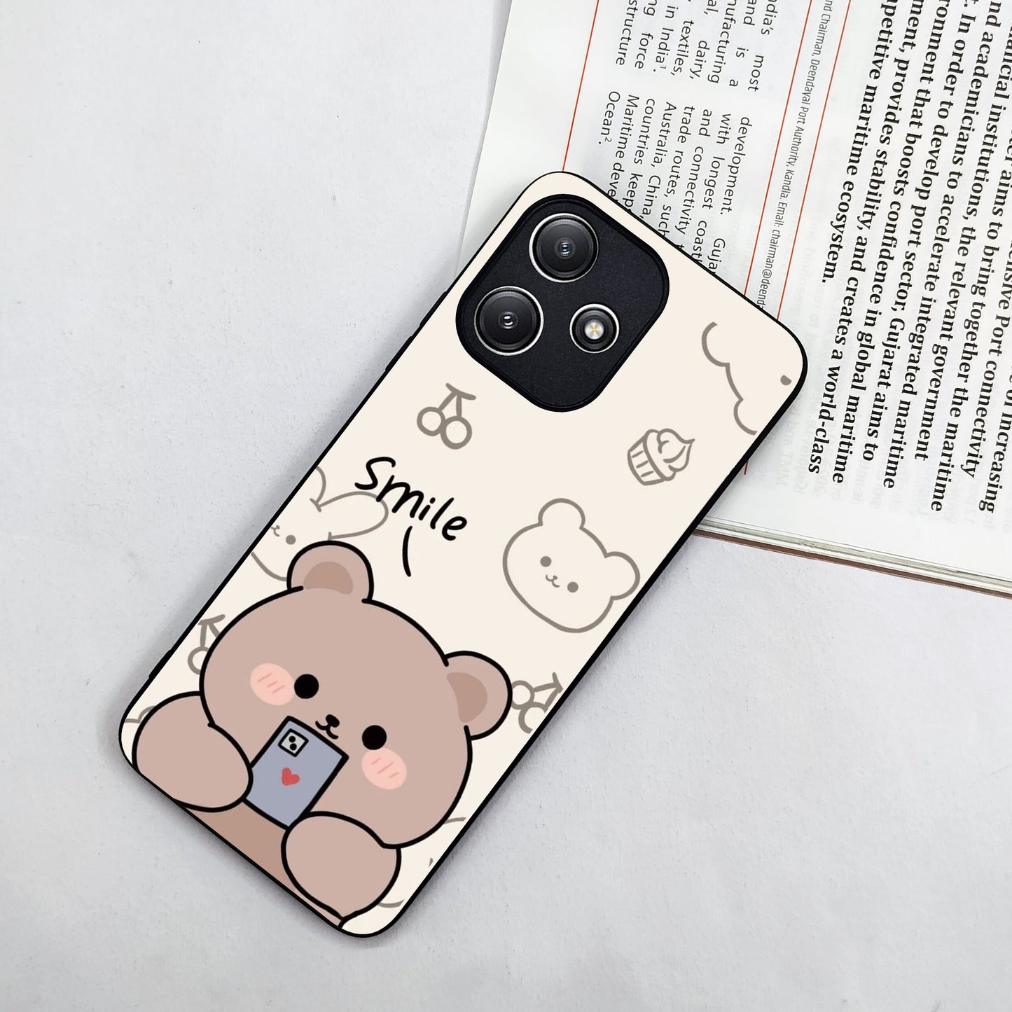 Cute Bear Glossy Metal Case Cover For Redmi