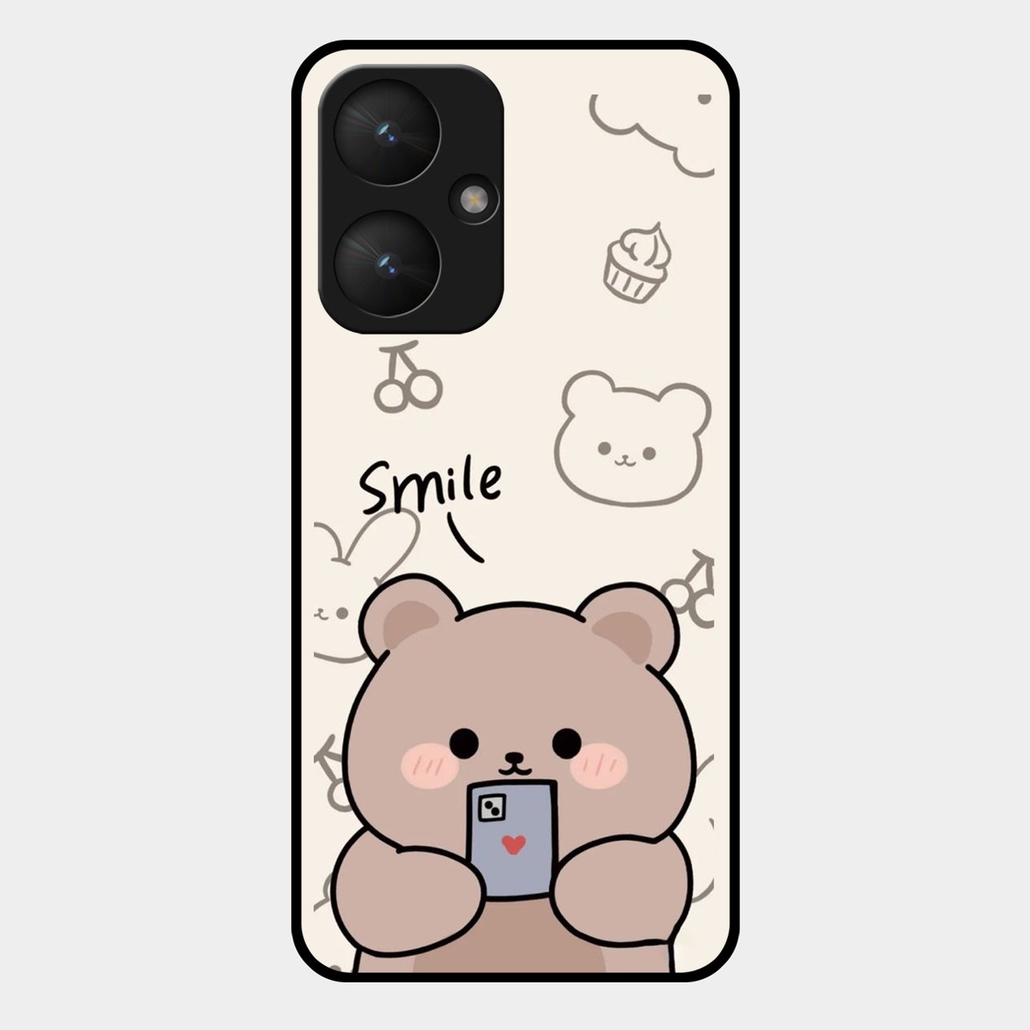 Cute Bear Glossy Metal Case Cover For Redmi