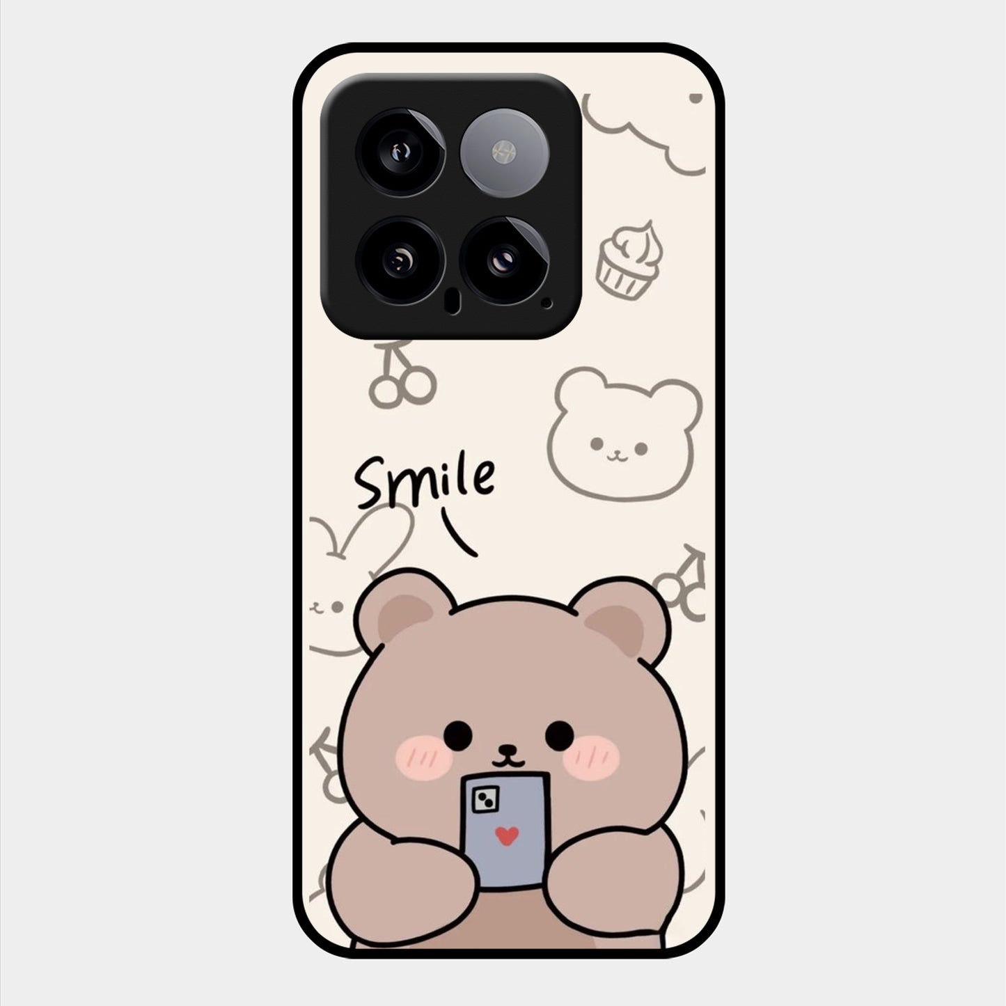 Cute Bear Glossy Metal Case Cover For Redmi