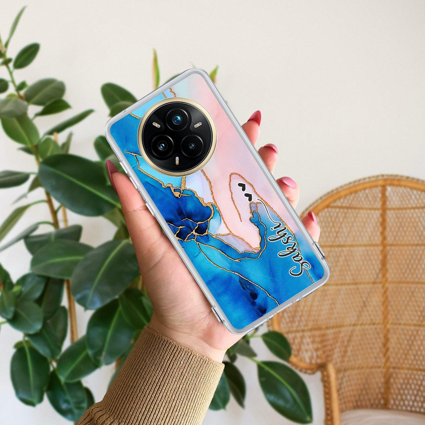 Blue Gradient Marble Customize Transparent Silicon Case Realme/Narzo