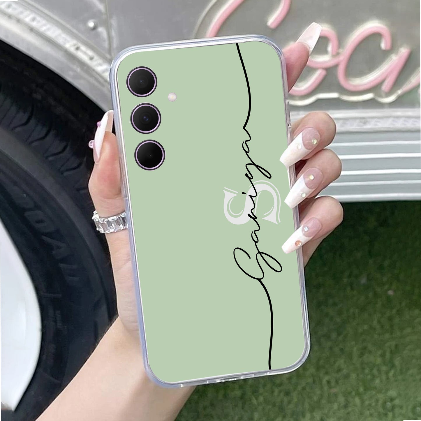 Personalized Initials Mint Green Silicon Case For Samsung