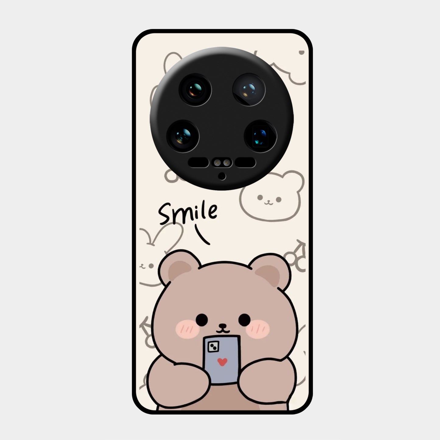 Cute Bear Glossy Metal Case Cover For Redmi