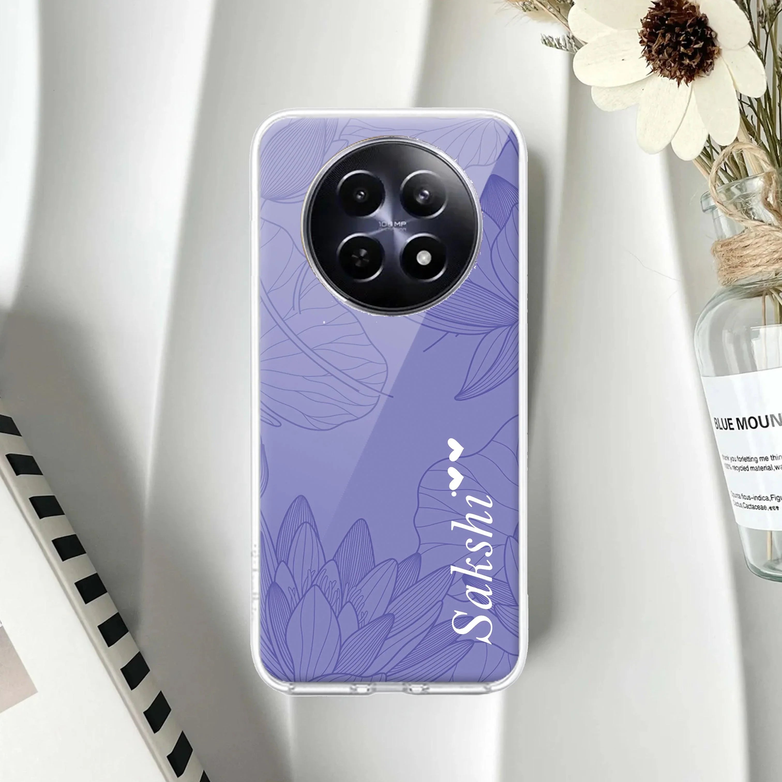 Customized luxury Purple leaves Transparent Silicon Case For Realme 12 Pro 5G