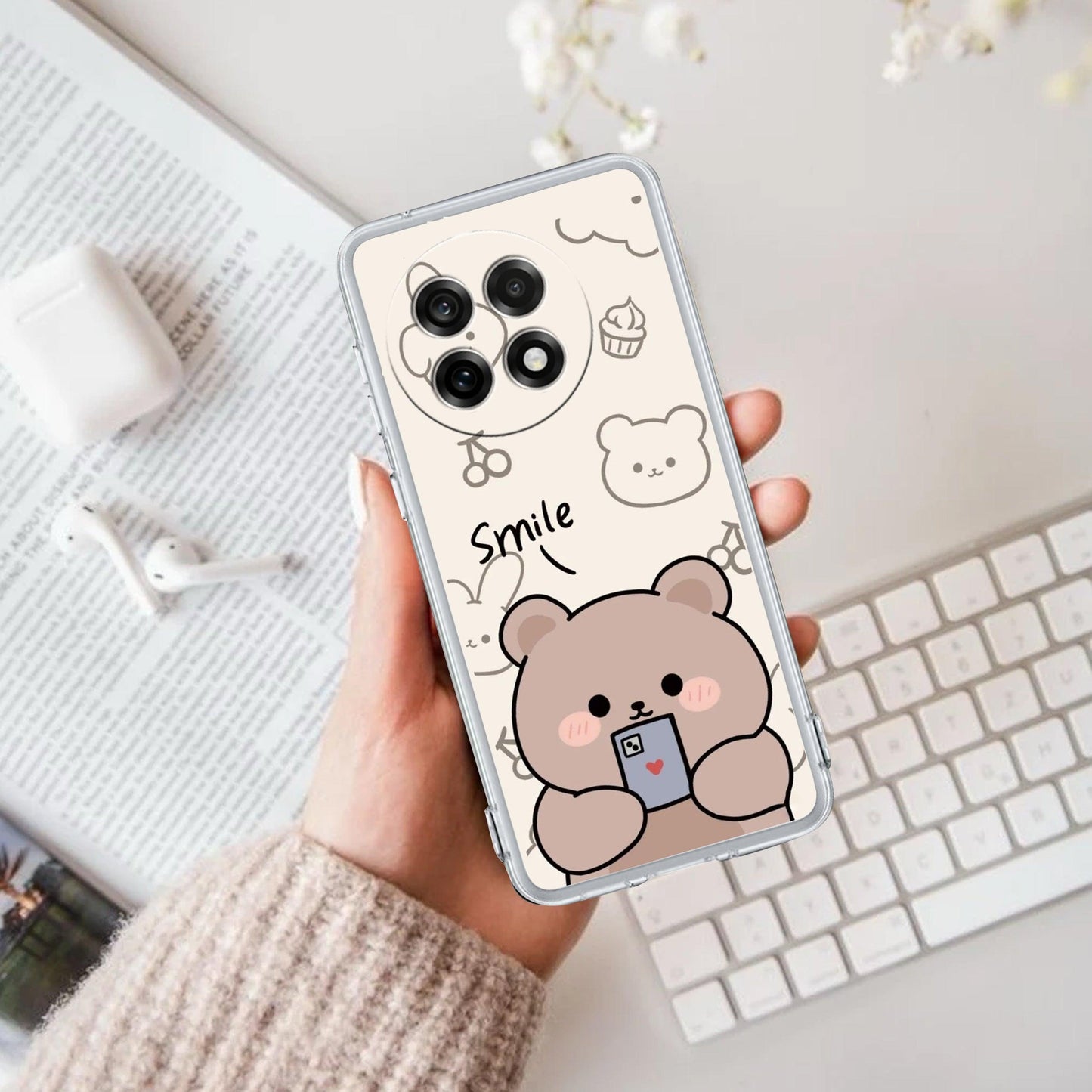 Cute Bear Transparent Silicon Case For OnePlus